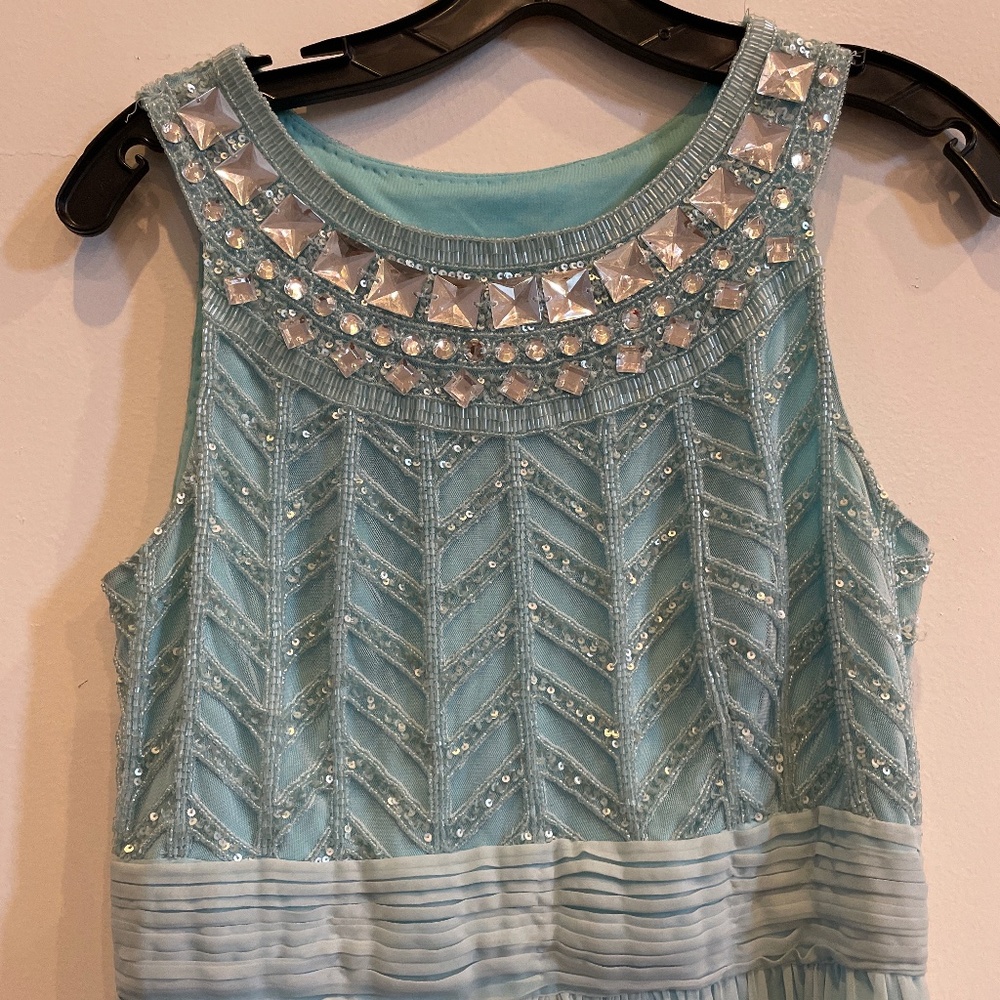 Blue turquoise evening dress